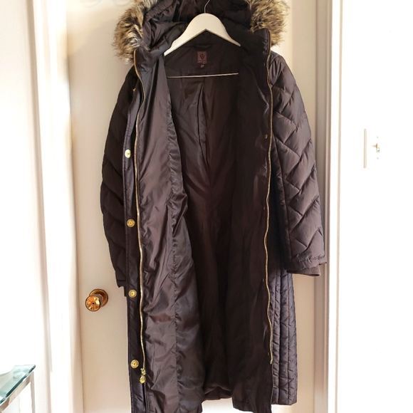 Anne Klein Rustic Gold Sheen Full length Coat Gold Hardware W Large - Picture 14 of 16